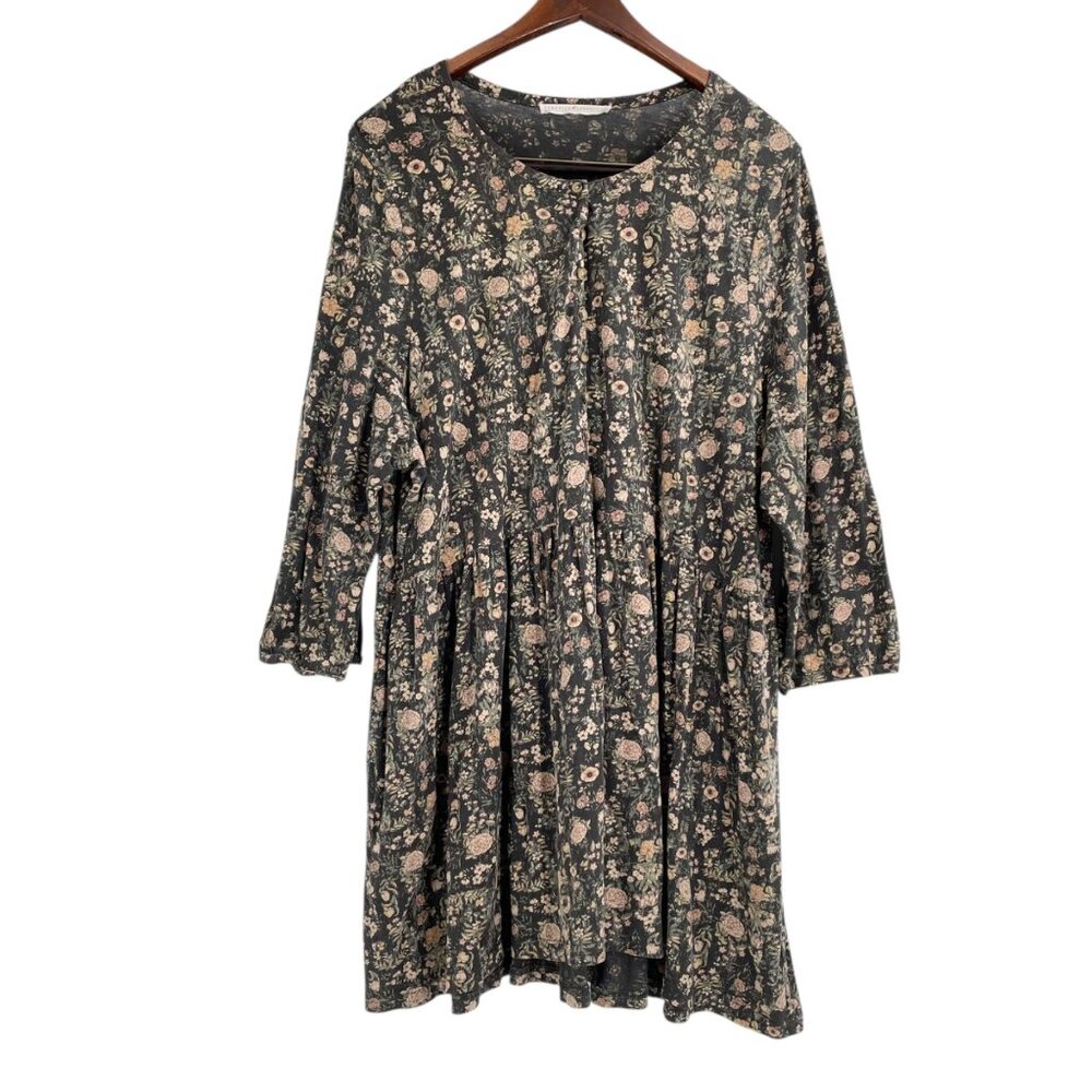 Peruvian Connection Black Floral Dress Womens Plus Size XXL Pima Cotton Modal